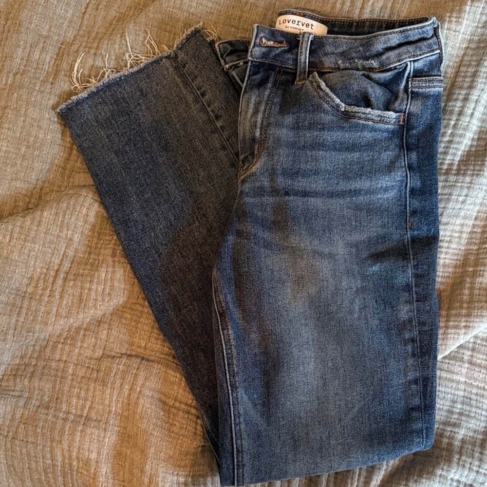 Lovervet by VERVET High Rise Straight Distressed Blue Jeans